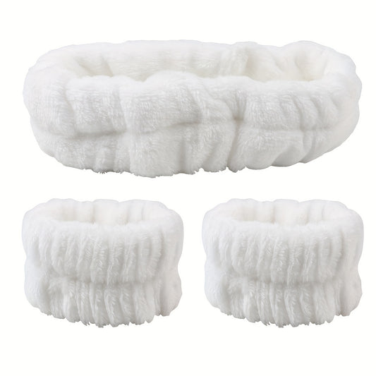 Soft Coral Fleece Headband & Wristband Set