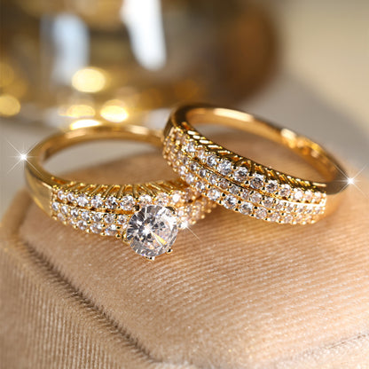 Elegant Stacking Zirconia Rings - Bridal Sets for Women, Symbolizing Elegance and Beauty, Luxury Jewelry Dupes with Paved Shining Accents, Perfect for Engagement or Wedding