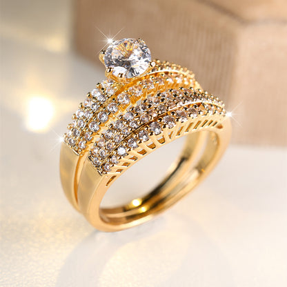 Elegant Stacking Zirconia Rings - Bridal Sets for Women, Symbolizing Elegance and Beauty, Luxury Jewelry Dupes with Paved Shining Accents, Perfect for Engagement or Wedding