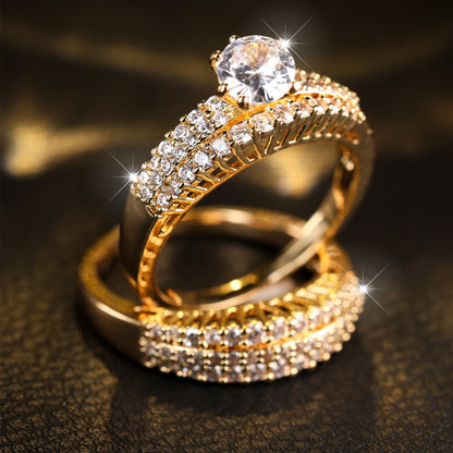 Elegant Stacking Zirconia Rings - Bridal Sets for Women, Symbolizing Elegance and Beauty, Luxury Jewelry Dupes with Paved Shining Accents, Perfect for Engagement or Wedding