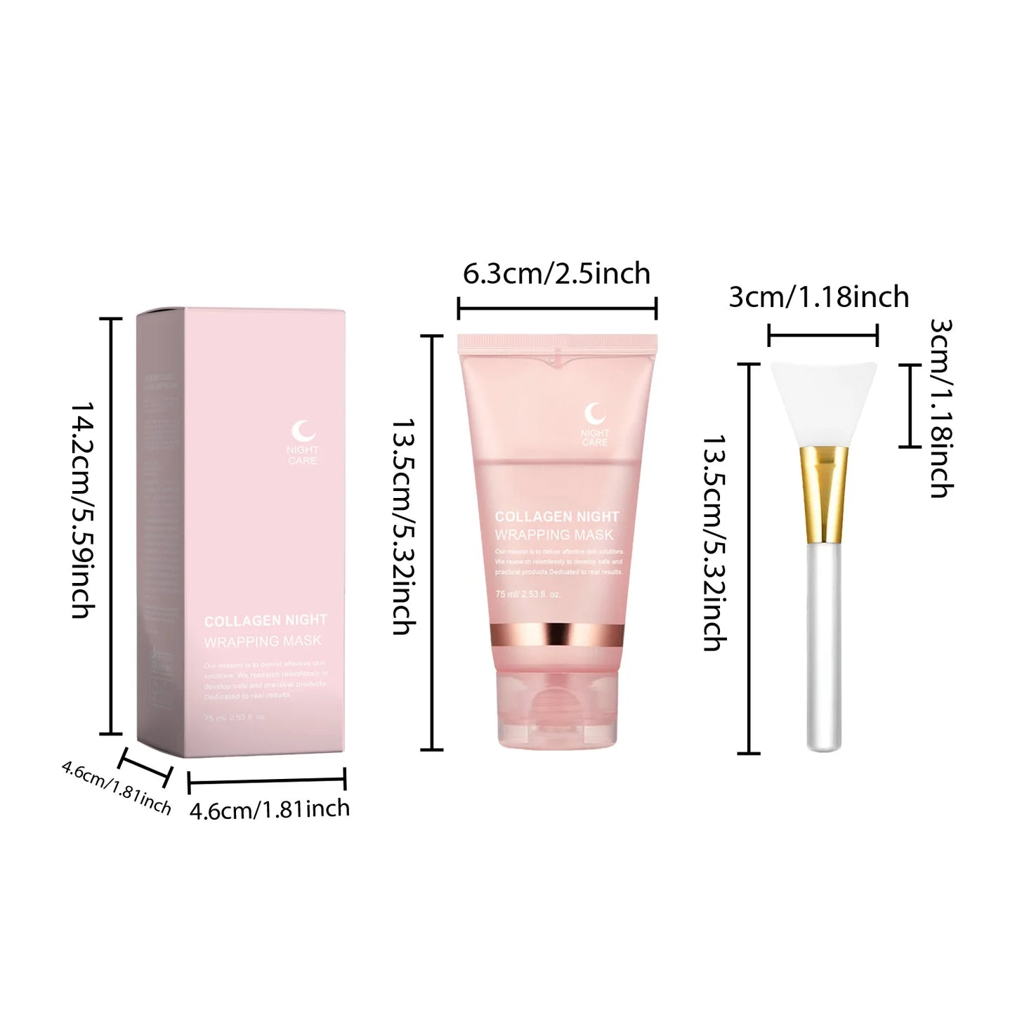 Collagen Overnight Wrapping Peel Off Facial Mask, Korean Collagen Night Wrapping Mask Deeply Hydrates Night Care Mask Cream 75ml