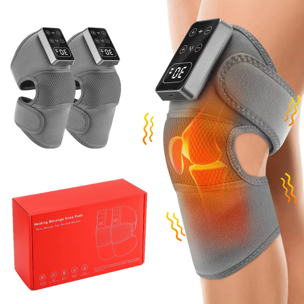 Eletric Knee Massager Heating Pad Vibration Wrap 5 Gears Heat Knee Massage Brace Rechargeable Knee Protector Relief Fatigue Pads