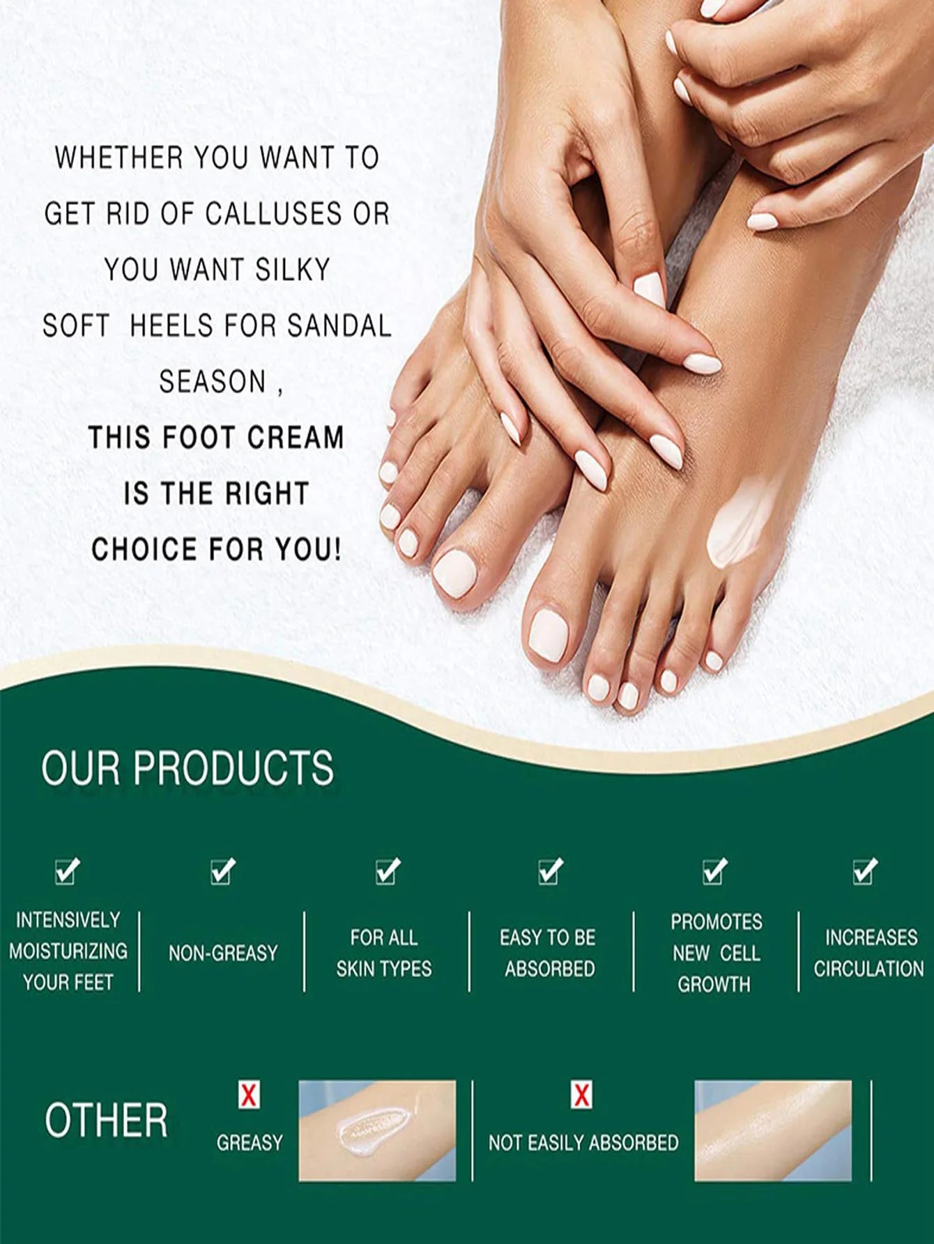 42% Urea Foot Cream for Dry, Cracked Heels
