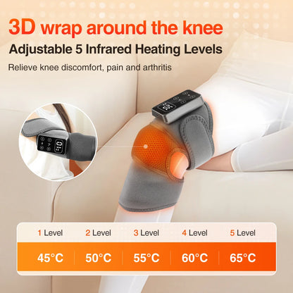 Eletric Knee Massager Heating Pad Vibration Wrap 5 Gears Heat Knee Massage Brace Rechargeable Knee Protector Relief Fatigue Pads