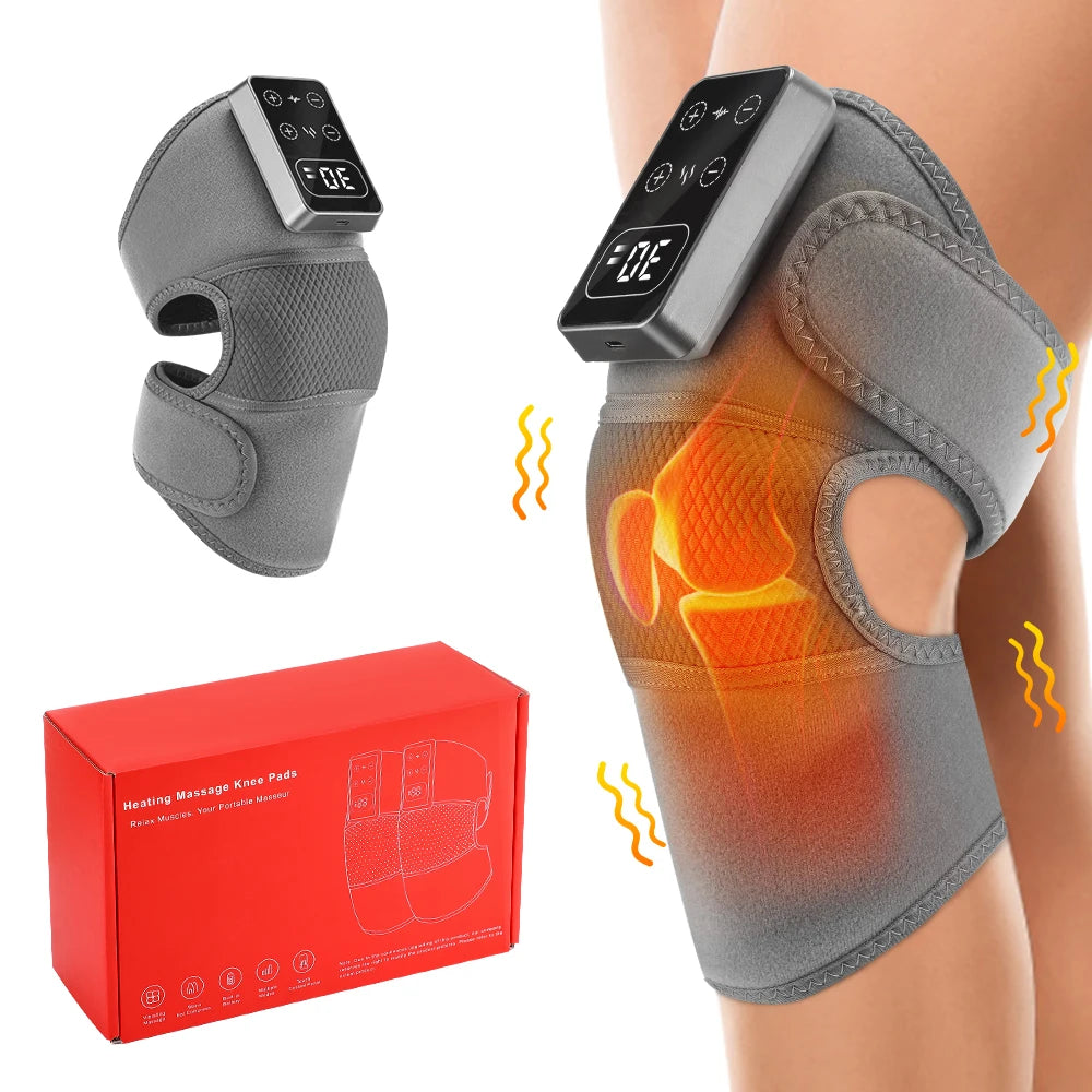 Eletric Knee Massager Heating Pad Vibration Wrap 5 Gears Heat Knee Massage Brace Rechargeable Knee Protector Relief Fatigue Pads