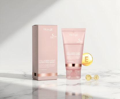 Collagen Overnight Wrapping Peel Off Facial Mask, Korean Collagen Night Wrapping Mask Deeply Hydrates Night Care Mask Cream 75ml